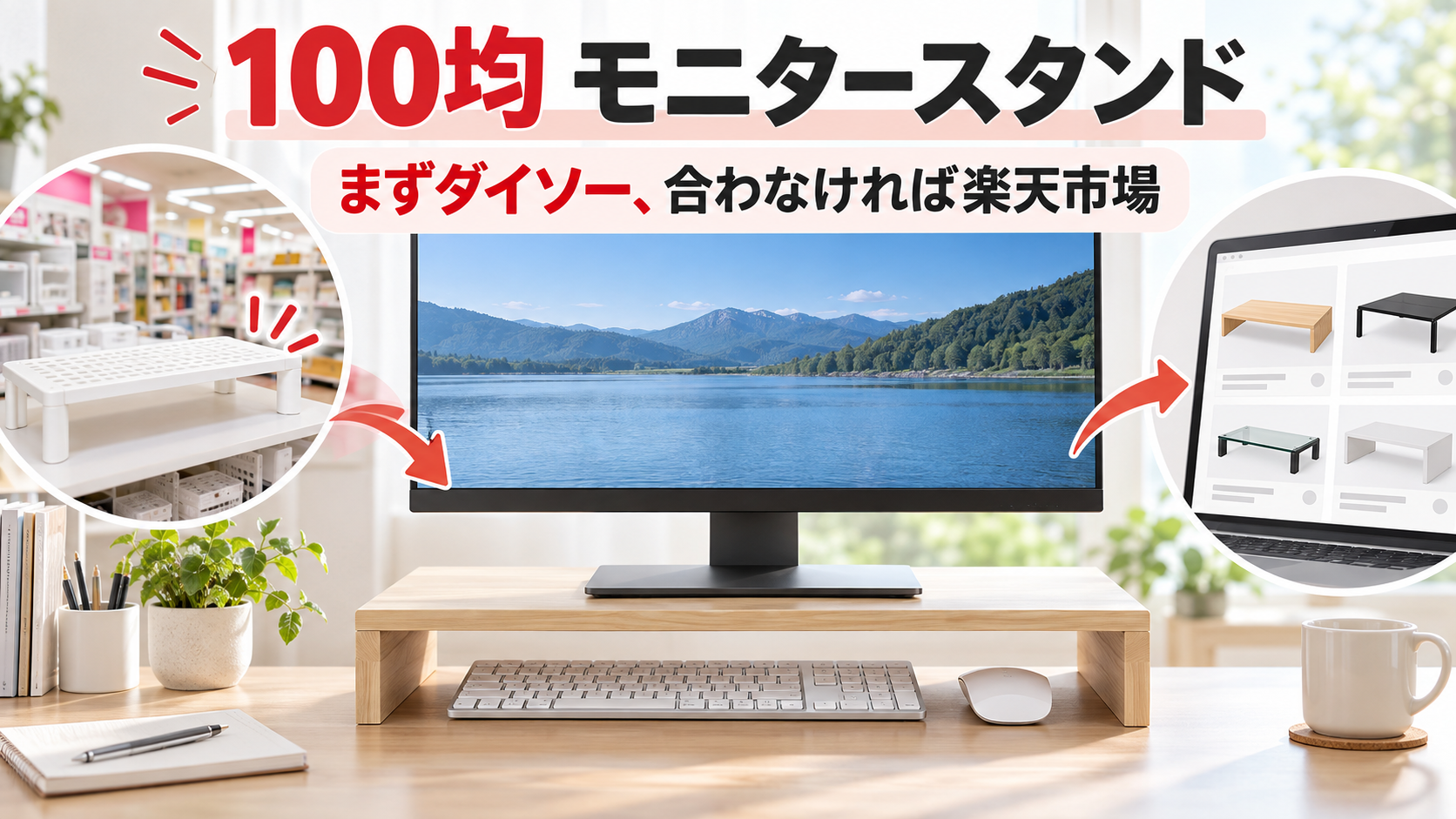 100均のモニタースタンドはまずダイソー、合わなければ楽天市場で比較
