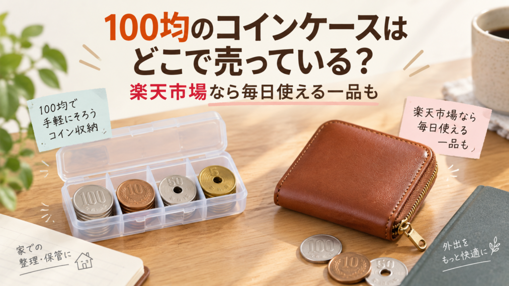 100均のコインケースと楽天市場で探せる革のコインケースを比較したイメージ