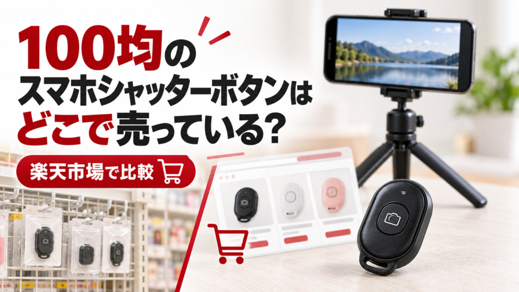 100均のスマホシャッターボタンと楽天市場の商品を比較する記事のアイキャッチ
