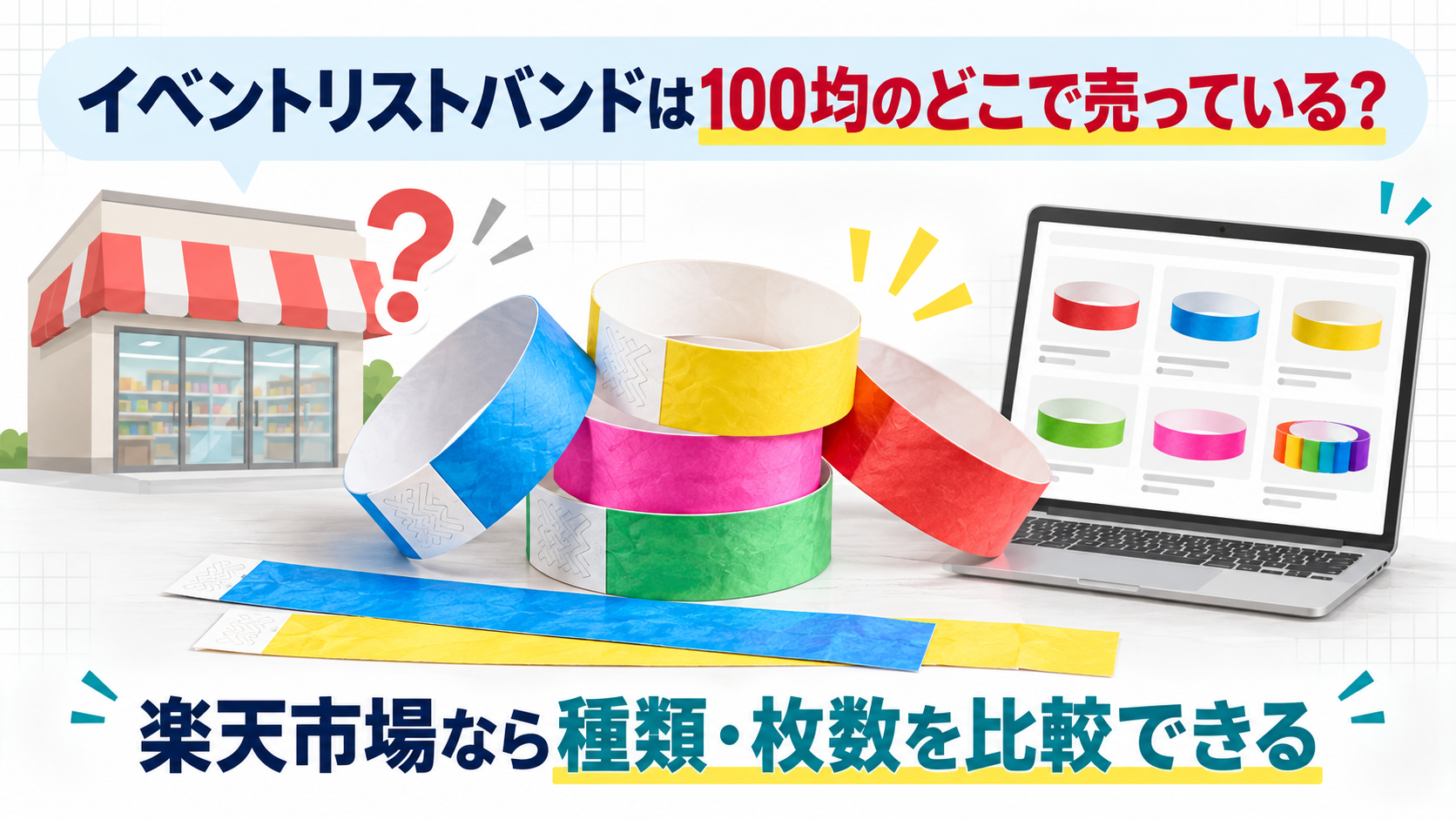 100均と楽天市場のイベントリストバンド比較イメージ